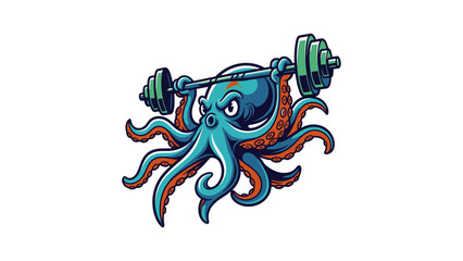 Strong Octopus Lifting Weights with Determination.