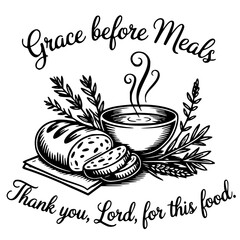 Grace Before Meals Thank You Lord Christian Prayer Illustration