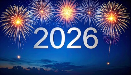 Holiday background for New Year with fireworks. Abstract colored firework background with free space for text. Collection of firework and light glow special effect. Happy new year. 2026