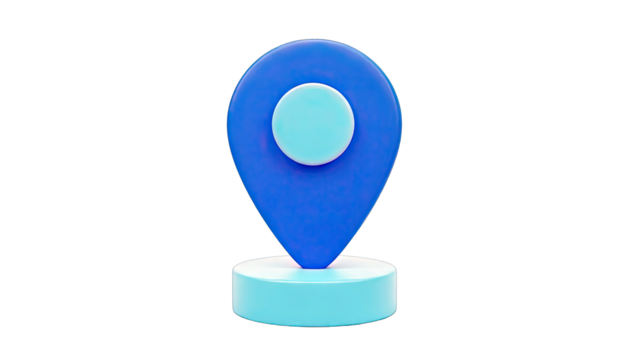 3D Blue Map Pin Icon - Powered by Adobe