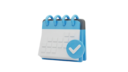 3D Calendar Icon with Check Mark