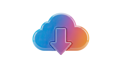 3D Cloud Download Icon with Gradient