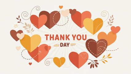 Heart shapes forming a circle with Thank You Day text a warm and inviting illustration for appreciation and gratitude concepts