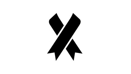 Black ribbon symbol a simple vector icon representing mourning remembrance or awareness isolated on a white background