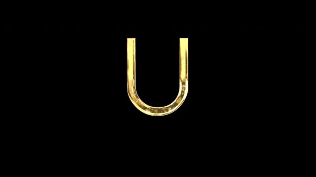 Gold union symbol, light reflecting and patterns shifting, alpha channel