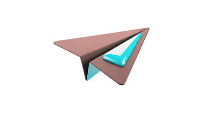 3D Paper Airplane Icon with Blue Checkmark