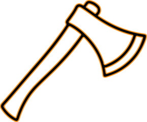 Simple axe illustration with orange outline