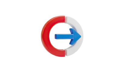3D Arrow Symbol with Red and White Circle