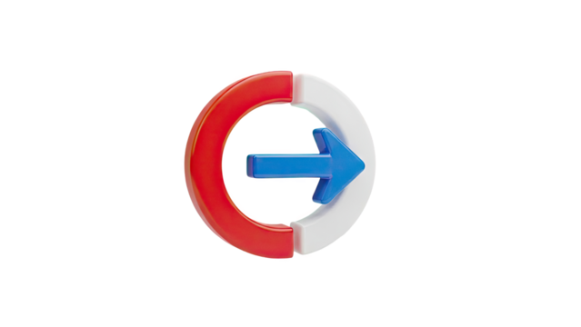 3D Arrow Symbol with Red and White Circle - Powered by Adobe