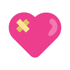 Obraz premium Broken heart with bandage valentine flat color icon vector 