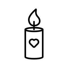Valentine romantic candle heart love line art icon vector
