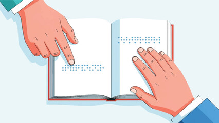 Reading Braille - Hands Pointing to Raised Dots on Open Book for Visually Impaired Individuals