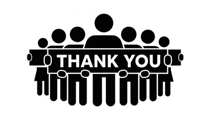 Group of diverse people holding a Thank You banner representing gratitude and appreciation ideal for business or community messages