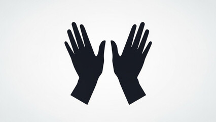 Obraz premium Pair of black gloves minimalist silhouette icon representing protection or fashion isolated on a clean white background