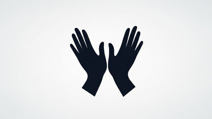 Obraz premium Pair of black gloved hands reaching upwards a symbol of protection or welcome isolated on a clean white background