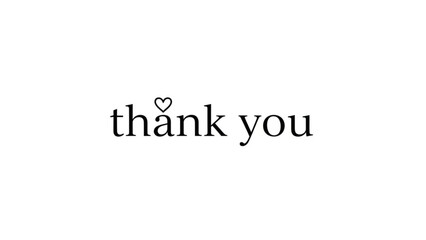Minimalist thank you text with a small heart accent simple typography for appreciation and gratitude isolated on a clean white background