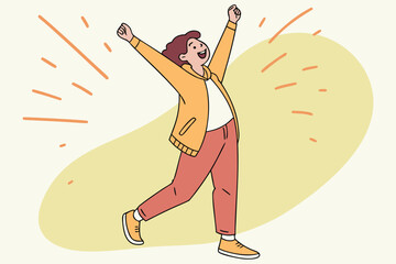 Happy Smiling Human Character with Open Arms Expressing Joy, Positivity, Freedom, and Emotional Well-Being