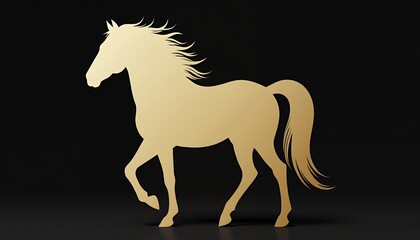 Fototapeta premium Stylized Golden Horse Silhouette on Dark Background