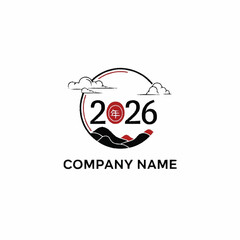 Company logo template with 2026 emblem and mountain landscape.