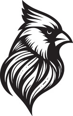 Obraz premium Vector illustration of a red cardinal bird in black and white colors