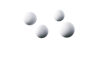 Golf Balls Falling in the Air on Clean White Background