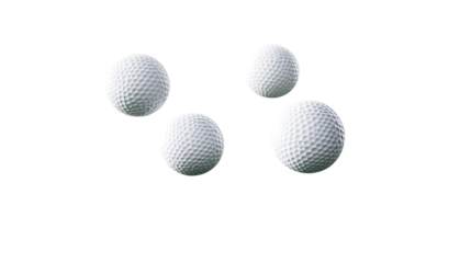 Golf Balls Falling in the Air on Clean White Background