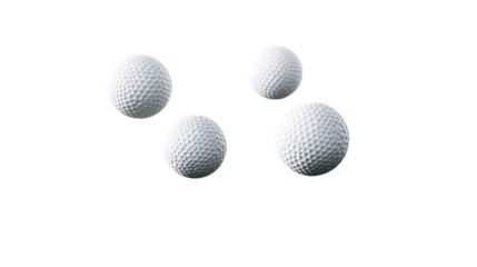 Golf Balls Falling in the Air on Clean White Background