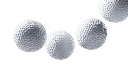 Golf Balls Falling in the Air on Clean White Background