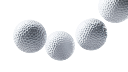 Golf Balls Falling in the Air on Clean White Background