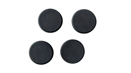 Hockey Pucks Flat Lay Isolated on Clean White Background