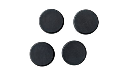 Hockey Pucks Flat Lay Isolated on Clean White Background