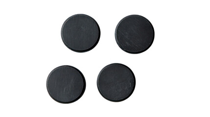 Hockey Pucks Flat Lay Isolated on Clean White Background