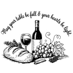 May Your Table Be Full and Your Hearts Be Light Illustration