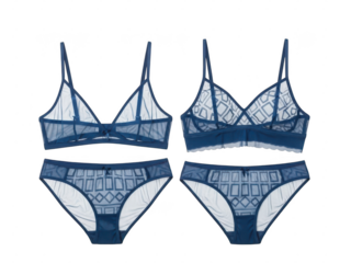 Blue lingerie set isolated on transparent background