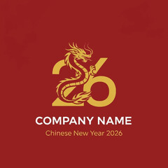 Chinese New Year 2026 Dragon Logo Design Template.