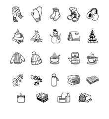 Cozy Winter Doodle Illustration Elements