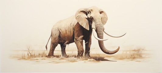 Fototapeta premium silhouette of mammoth skeleton,generative AI