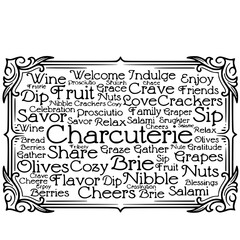 Charcuterie Board Word Cloud Illustration with Decorative Frame
