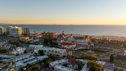 Hotel Del Coronado in San Diego, aerial drone shot 