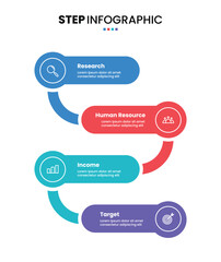 4 step, option, stage or process timeline workflow diagram infographic design