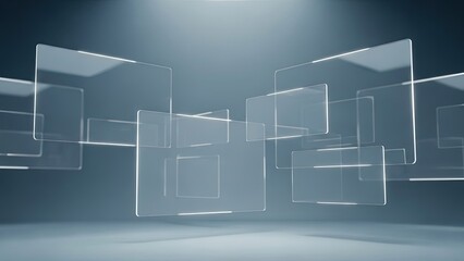Abstract Geometric Cubes Floating in Futuristic Digital Space.