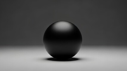 Minimalist Black Sphere on a Textured Gray Surface.