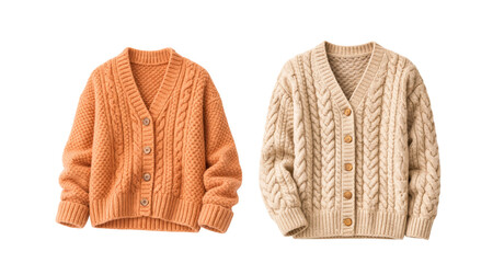 Cable Knit Cardigan Sweaters in Warm Neutral Tones