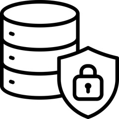 Obraz premium Black database security icon - outline