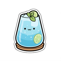 vector illustration of a cucumber in a glass