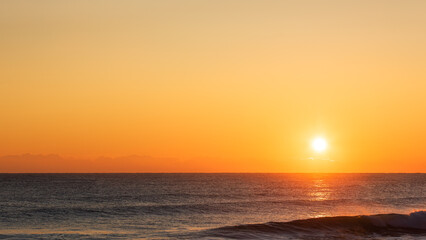 Bright Sunrise Sun Over the Ocean
