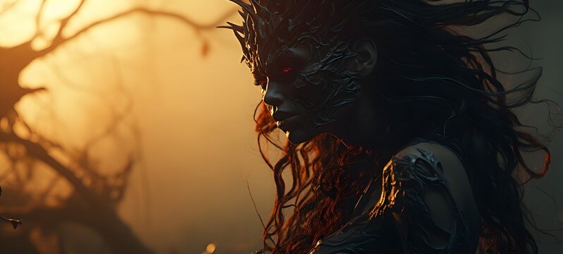 silhouette of lycan dryad ,generative AI
