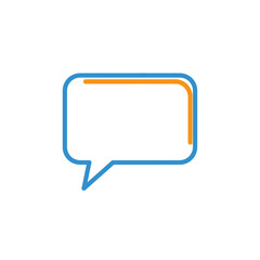 Fototapeta premium Blank speech bubble icon, communication concept, blue and orange outline