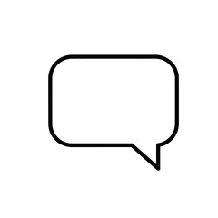 Blank speech bubble icon, communication symbol, empty chat box, outline graphic