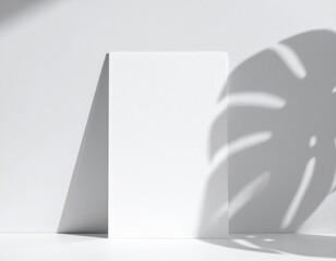 Blank A4 Paper Mockup with Organic Leaf Shadow Aesthetic Minimalist